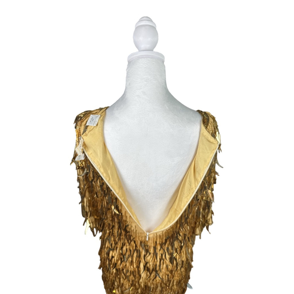 Women's Vintage Maison Magique Gold Sequin Fringe Dress Size S - Picture 4 of 11